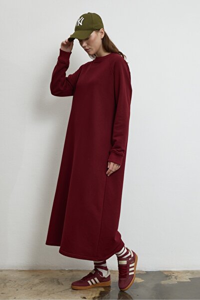 QANU Nora Sweatshirt Dress Burgundy