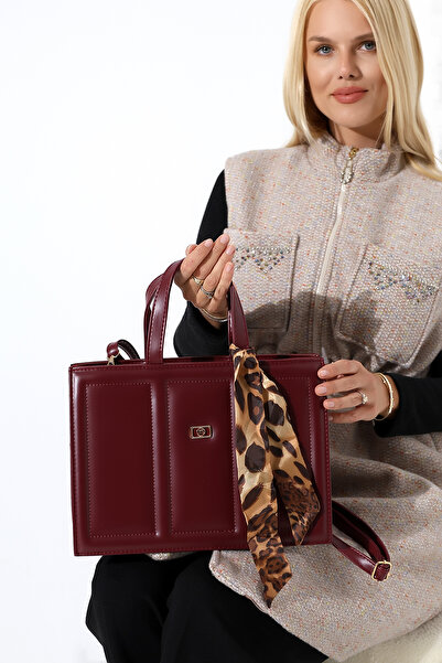 Encool Geantă model cutie de dimensiuni mari pentru femei, culoare burgundy, cu accesorii pentru eșarfă, geantă de umăr și de mână cu curea încrucișată