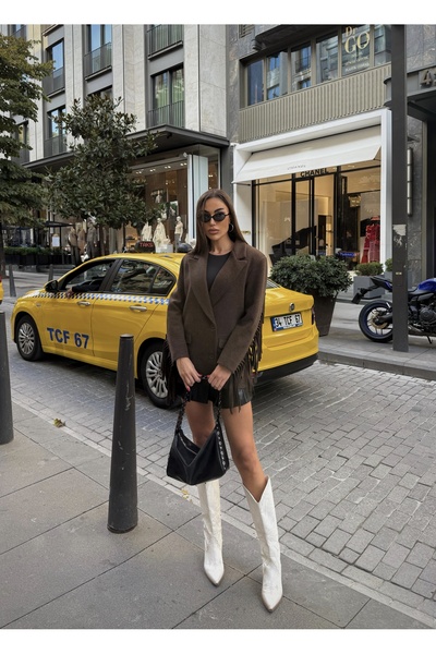 Rabury Butik Elora Kolları Püsküllü Kaşe Blazer Ceket