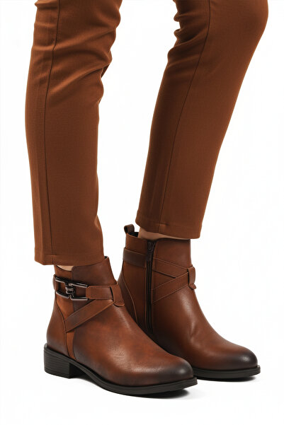 AYAKMOD Cizme de damă anti-alunecare cu fermoar, cu blană în interior, Taba E...