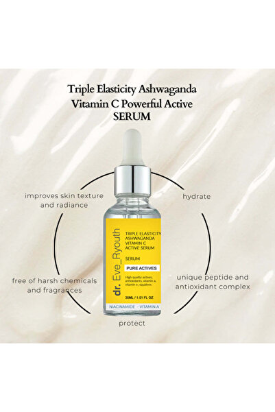 dr.Ever Youth Ser activ puternic cu vitamina C și triplă elasticitate Ashwaga...