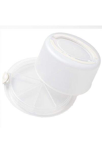 PUFO Cookies round platter with transparent lid for serving cakes, cookies, muffins, Ø 29 cm, cream