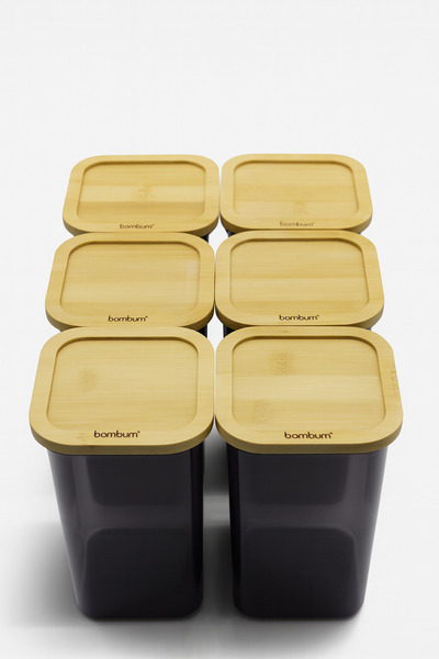 Bambum Soltero Leakproof 6-Piece Plastic Storage Container, Organizer Set with Bamboo Lid