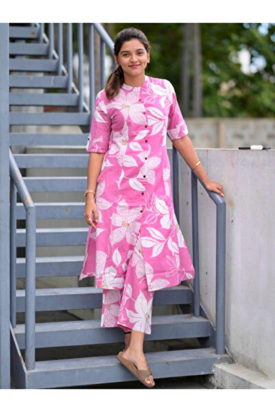 MYSMAR طقم ملابس منسق من الرايون باللون الوردي - HRT2817 | وردي