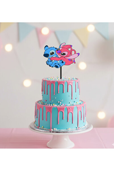 Kanem3D Mavi Pembe Stitch Pasta Süsü
