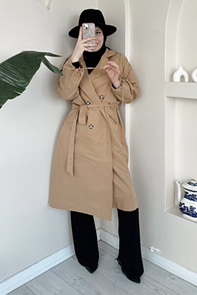 ModAysem Kol Bağlama Detaylı Camel Trençkot 94041517