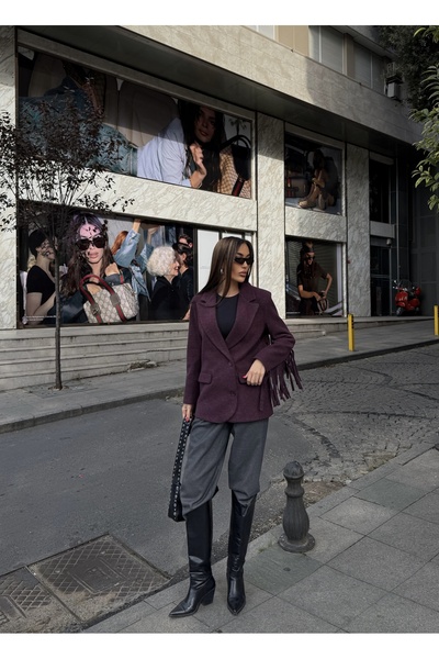 Rabury Butik Elora Kolları Püsküllü Kaşe Blazer Ceket