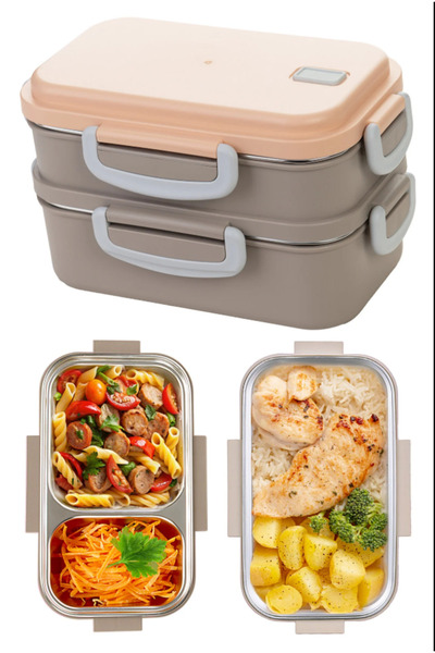 sonnenflügel Double Layer Lunch Box with Steel Base Stainless Steel Food Stor...