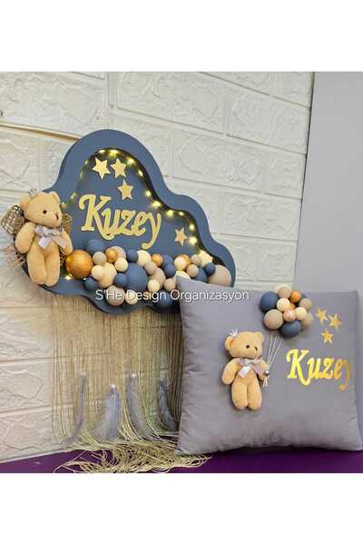 s'he design organizasyon BEBK İSMİNE ÖZEL HAZIRLANAN LEDLİ BULUT KAPI SÜSÜ VE TAKI YASTIĞI