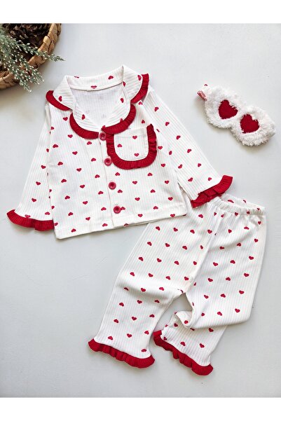 GizaKids 100% Cotton Seasonal Baby Girl Pajama Set with Eye Patch Long Sleeves / Buttoned 3-Piece Set