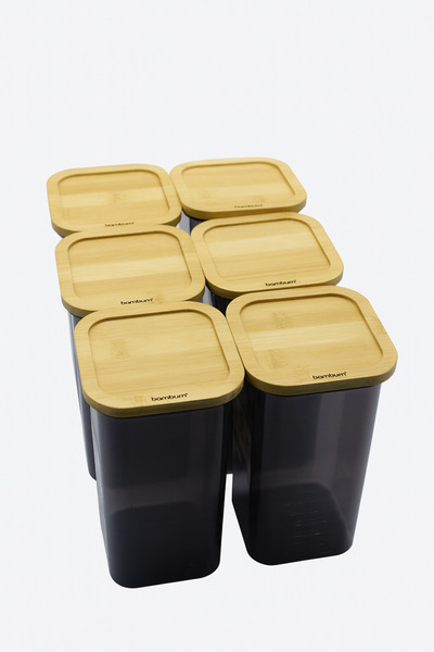 Bambum Soltero Leakproof 6-Piece Plastic Storage Container, Organizer Set with Bamboo Lid