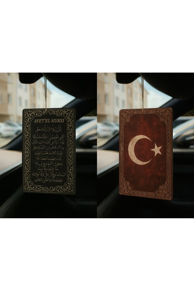 B34R Ayetel Kürsi ve Türk Bayrağı - İkili Oto Kokusu - Dekoratif Araç Kokusu ...