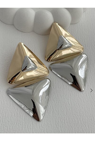 Dionme Zra Brand Two-Color Triangle Earrings