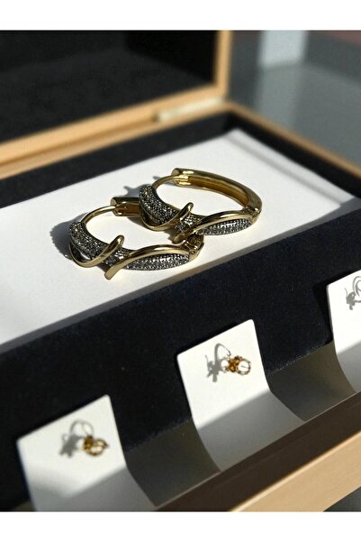 NAİFTAKIAKSESUAR Kadın Zirkon Taşlı 2 Renk Halka Küpe