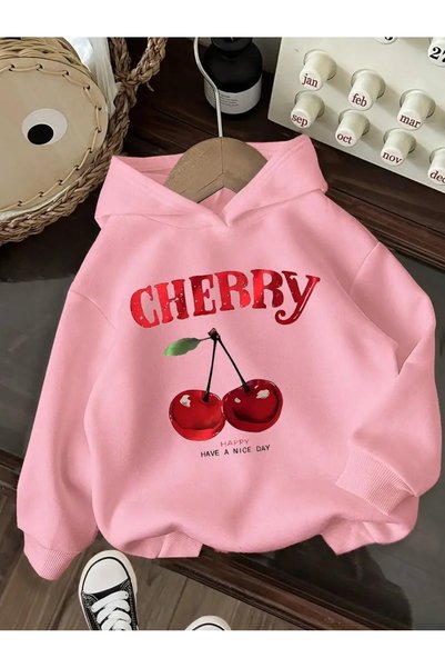oneagılyazı Hooded Sweatshirt - Cherry Graphic Print