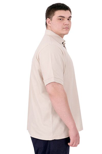ModeXL Ανδρικό μπλουζάκι Mode XL Plus Size με γιακά πόλο U25305 Μπεζ