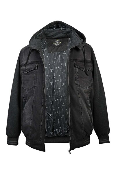 tambattal Plus Size Patchwork 3 Thread Hooded Denim Coat (Loose Comfortable Fit)