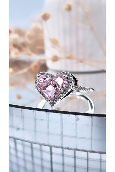 Serenity خاتم مطلي بالفولاذ على شكل قلب كبير