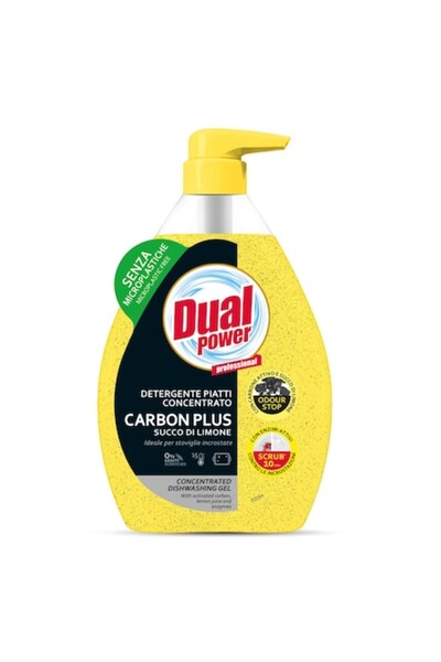 Dual Power Concentrated Dish Detergent Lemon & Activated Charcoal, 600 ml