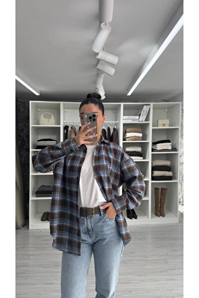 LUUNA STORE OVERSIZE EKOSELİ ODUNCU GÖMLEK- MAVİ