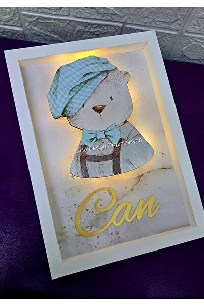 s'he design organizasyon LEDLİ AHŞAP OBJELİ KAPI SÜSÜ / BEBEK İSMİNE ÖZEL HAS...