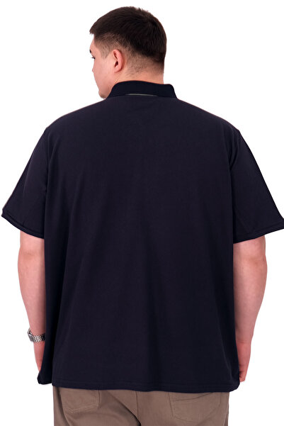 ModeXL Fashion XL Large Size Men's T-Shirt Polo Neck Real U25309 Navy Blue