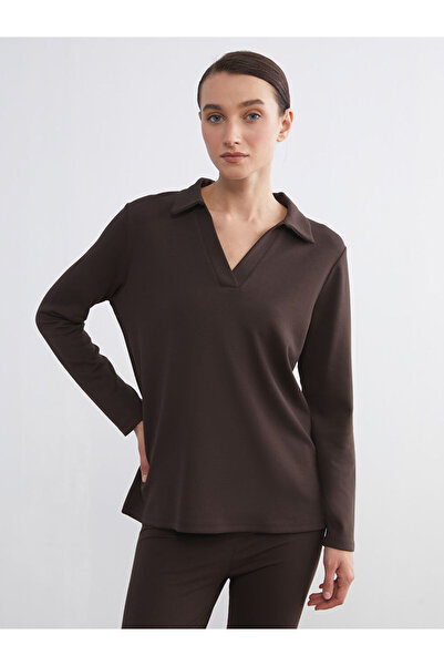 LC Waikiki Brown Polo Neck Women's Sweatshirt