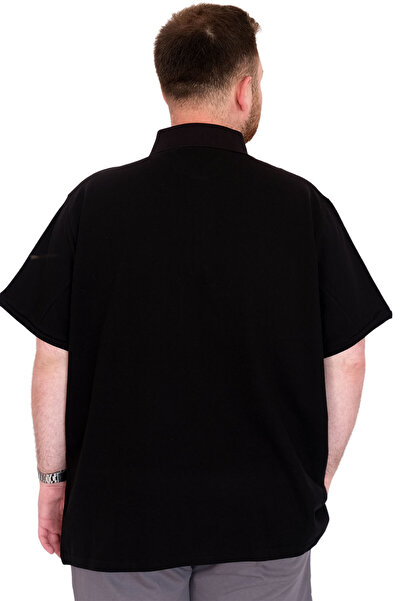 ModeXL Fashion XL Big Size Men's T-Shirt Polo Neck Yourself U25310 Black