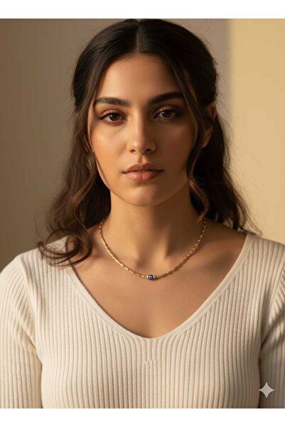 Ralp Moda قلادة من الخرز الزجاجي المقطوع بتصميم حجر النزار