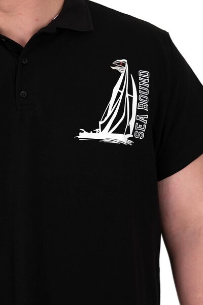 ModeXL Ανδρικό μπλουζάκι Mode XL Plus Size Polo Sea Bound U25303 Μαύρο