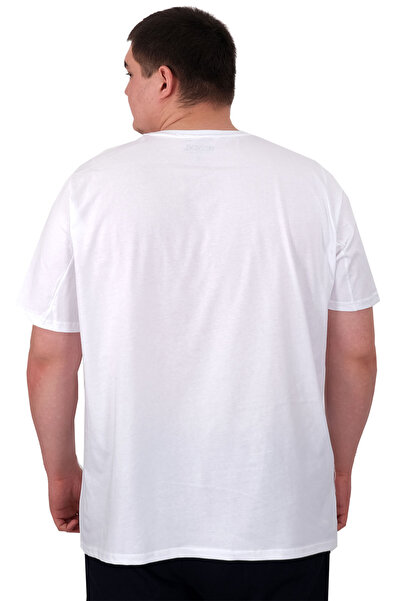 ModeXL Ανδρικό μπλουζάκι μεγάλου μεγέθους Mode XL με λαιμόκοψη STATUE U25027 Λευκό