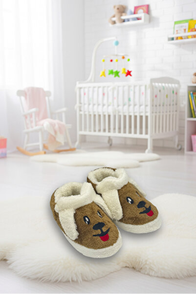 Butik Kahverengi İçi Polarlı Köpek Figürlü Çocuk/Bebek Pandufu