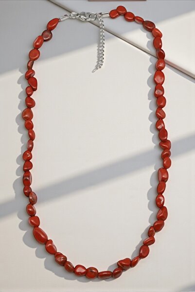 Taş-Mir Red Jasper Natural Stone Pendant Lentil Cut (with Steel Clip)