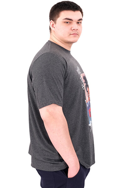 ModeXL Mode XL Large Size Men's Printed T-Shirt Palm Dream U25026 Anthracite