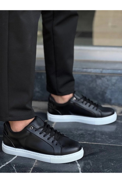 lunirawear Drnds Kb-Bx1 Kuback Black Leather High White Sole Casual Men's Shoes (211849) (Size: 44)