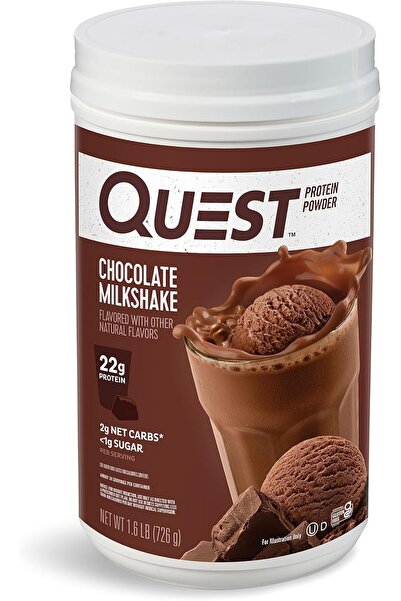 Quest مسحوق بروتين ميلك شيك الشوكولاتة - 22 جرام بروتين، <1 جرام سكر، منخفض الكربوهيدرات، خالٍ من الغلوتين، 1.6 رطل (24
