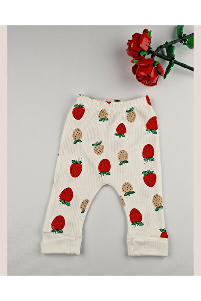 asliva Baby Girl Strawberry Patterned Cotton Set – Long Sleeve Bodysuit and Bottoms 0-9 Months