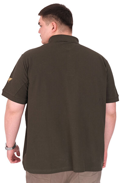 ModeXL Ανδρικό μπλουζάκι Mode XL Plus Size με γιακά πόλο U25306 Χακί