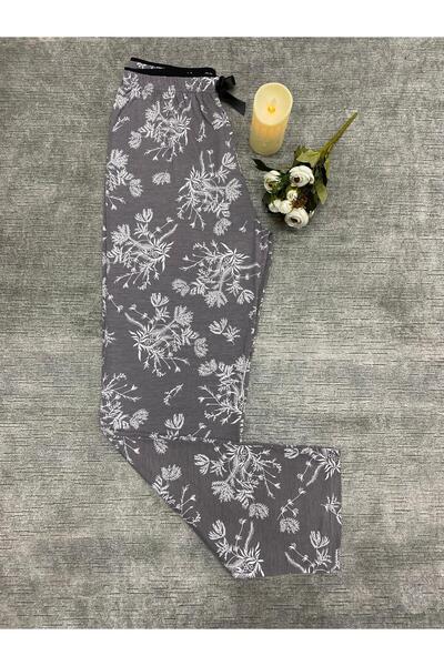 Butik Kadın Gri Desenli Pijama Altı