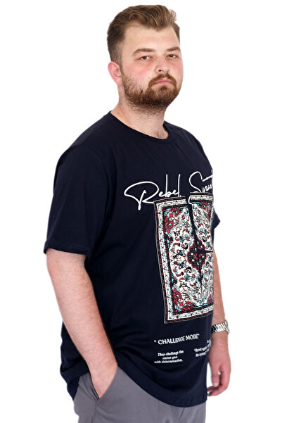 ModeXL Ανδρικό μπλουζάκι Mode XL με λαιμόκοψη REBEL U25039 Navy Blue