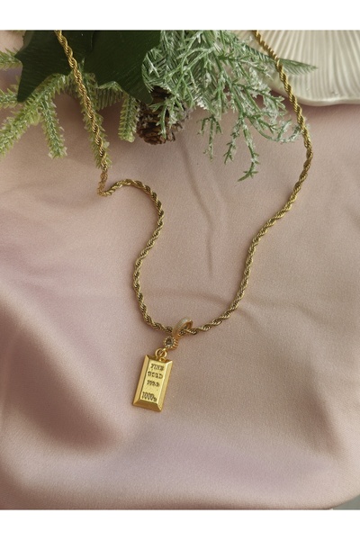 Glamluxe Kadın çelik külçe model kolye (60cm)