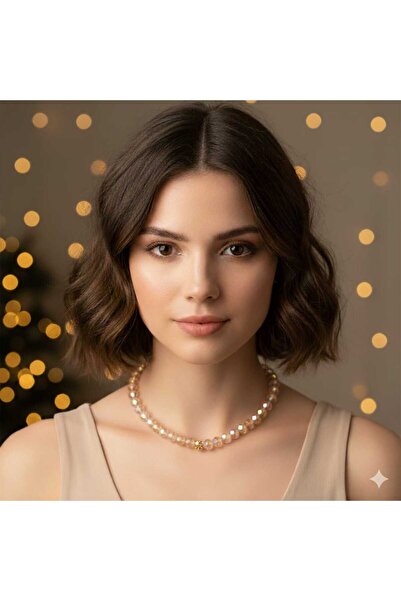 Ralp Moda 8 mm Glossy Crystal Bead Necklace 40 cm