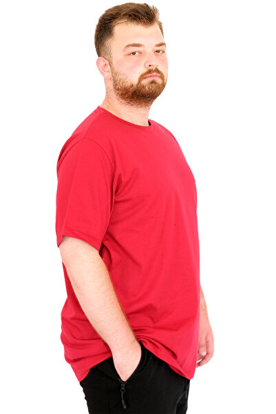 ModeXL Mode XL Large Size Men's T-Shirt Crew Neck Basic U25162 Burgundy