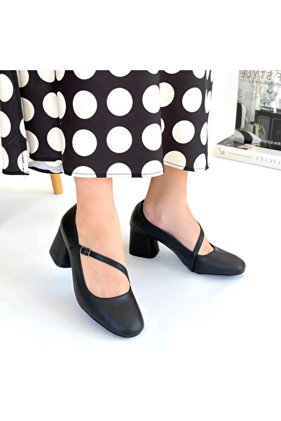 GökTR Kier Black Leather Heeled Shoes