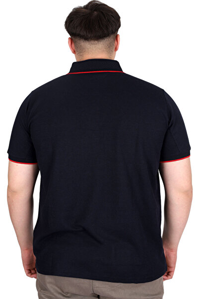 ModeXL Ανδρικό μπλουζάκι με λαιμόκοψη πόλο μεγάλου μεγέθους Mode XL Waffle Mr.Polo U24298 Navy Blue