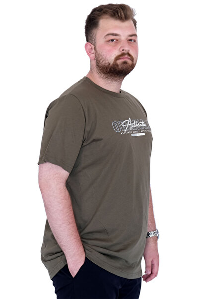 ModeXL Ανδρικό μπλουζάκι με λαιμόκοψη Mode XL Plus Size ORIGINALS U25038 Χακί