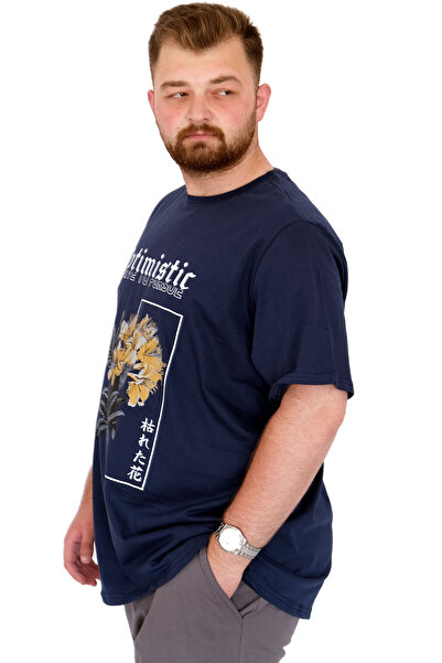 ModeXL Ανδρικό μπλουζάκι μεγάλου μεγέθους Mode XL με λαιμόκοψη OPTIMISTIC U25028 Indigo