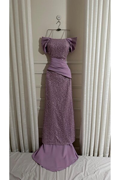 EVENTTANA فستان دانتيل مطرز بوشاح باربي من ايفنتانا