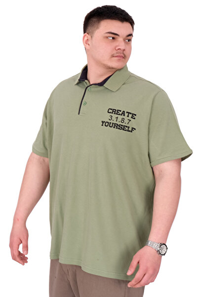 ModeXL Ανδρικό μπλουζάκι με λαιμόκοψη πόλο μεγάλου μεγέθους Mode XL YOURSELF U25310 Çağla