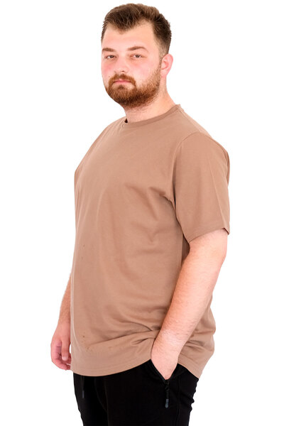 ModeXL Ανδρικό μπλουζάκι Mode XL Plus Size Crew Neck Basic U25162 Milky Coffee